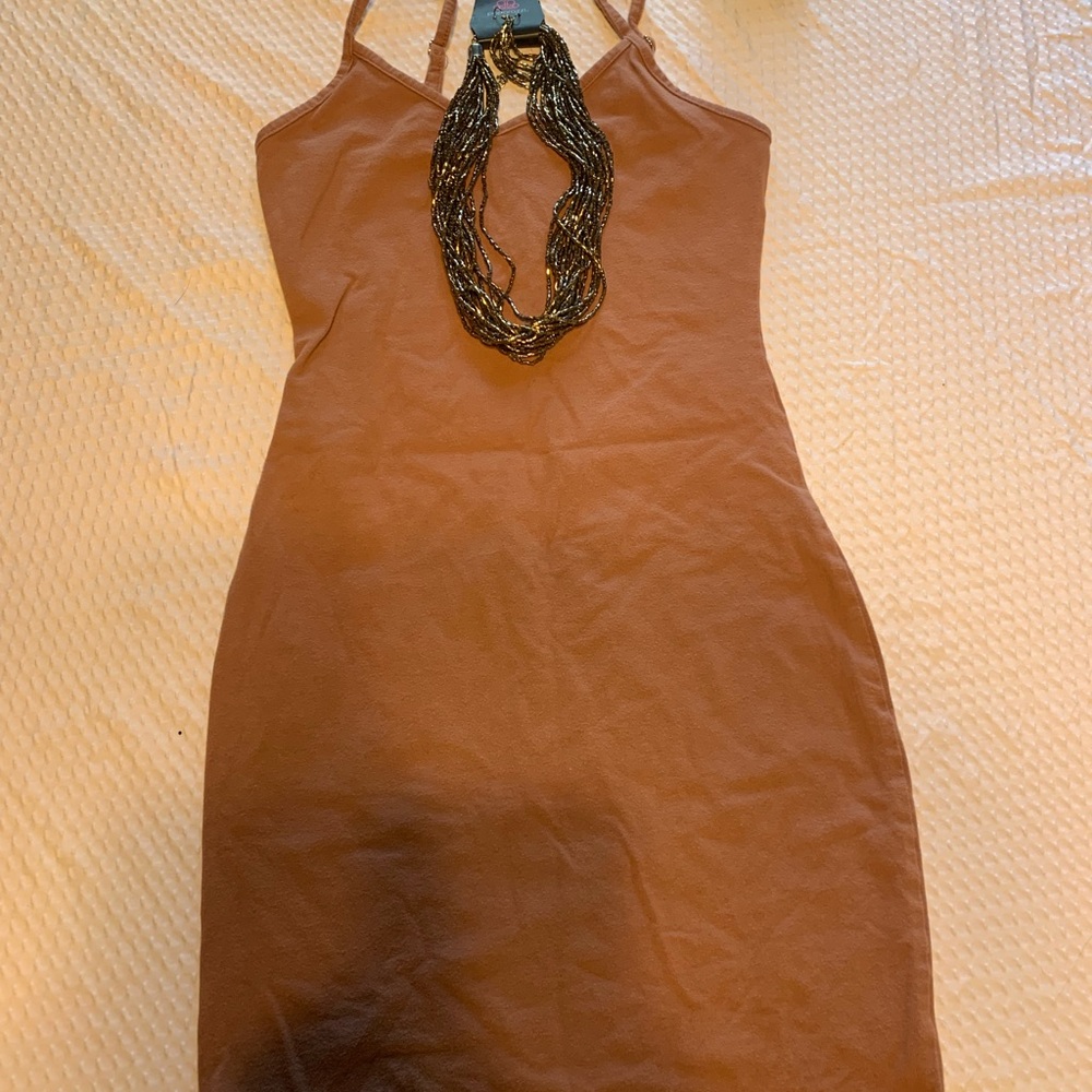 Wild Fable Tan Mini Dress with Spaghetti Straps